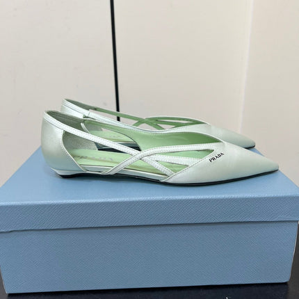 CUT-OUT BALLERINAS IN CHETWODE GREEN SATIN