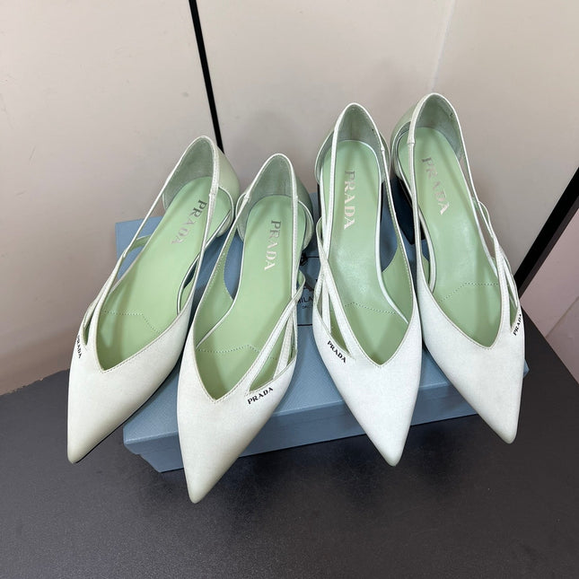 CUT-OUT BALLERINAS IN CHETWODE GREEN SATIN