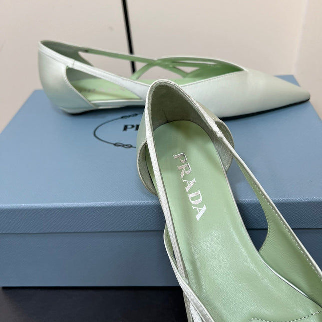 CUT-OUT BALLERINAS IN CHETWODE GREEN SATIN