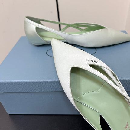 CUT-OUT BALLERINAS IN CHETWODE GREEN SATIN