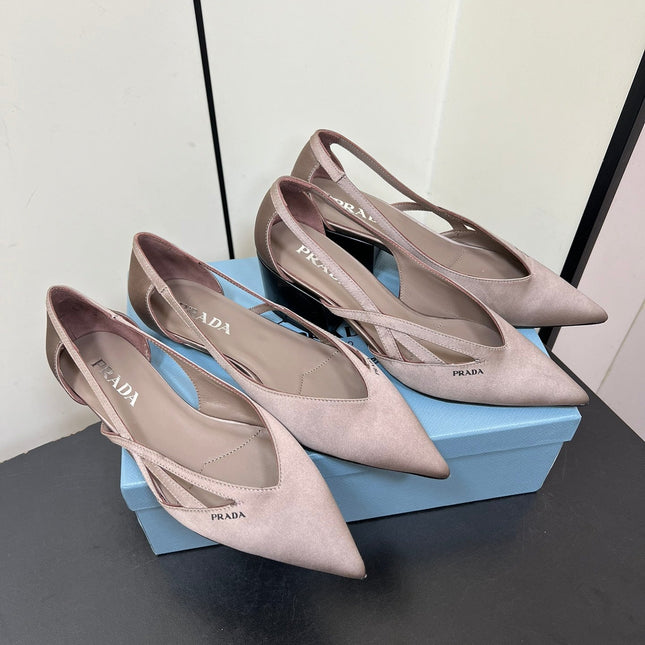 CUT-OUT BALLERINAS IN HAZELNUT BEIGE SATIN