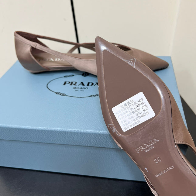 CUT-OUT BALLERINAS IN HAZELNUT BEIGE SATIN