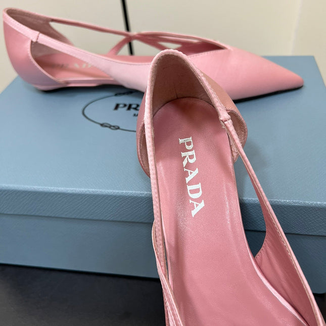 CUT-OUT BALLERINAS IN BABY PINK SATIN