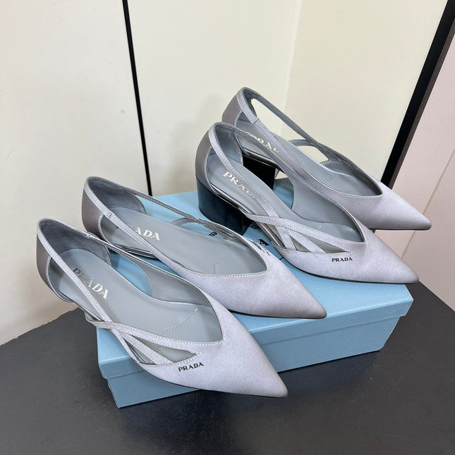 CUT-OUT BALLERINAS IN WARM GRAY SATIN