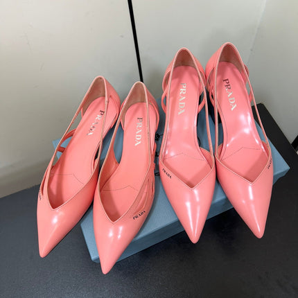 BRUSHED CUT-OUT BALLERINA FLAT IN SALMON PINK CALFSKIN