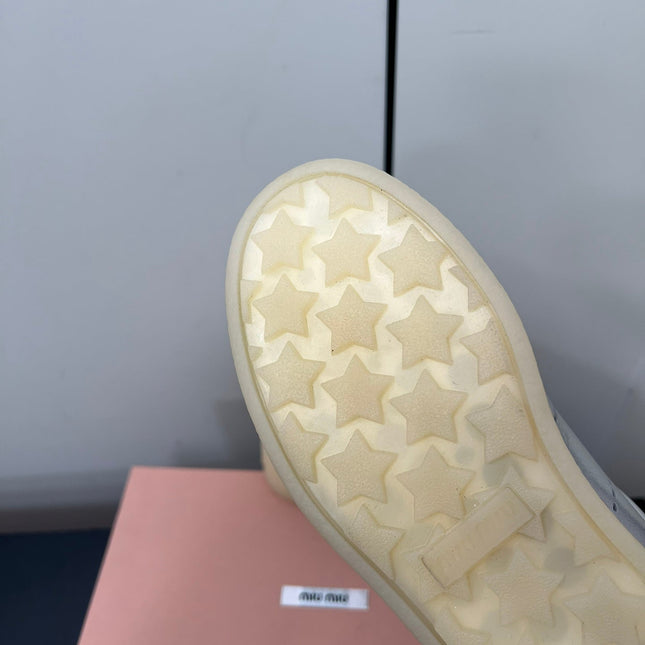 THICK-SOLED RETRO SNEAKERS IN SILVER METALLIC SMOOTH LAMBSKIN