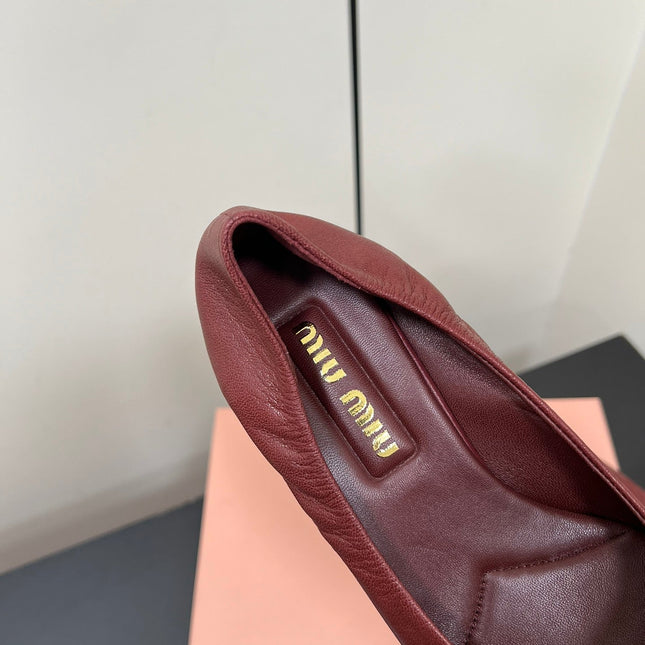 POINTED-TOE MID HEEL PUMPS IN TERRACOTTA SMOOTH LAMBSKIN