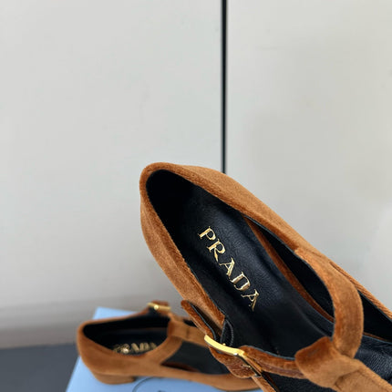 BOW MARY JANE PUMPS WITH T-STRAP IN BRONZE BROWN VELVET