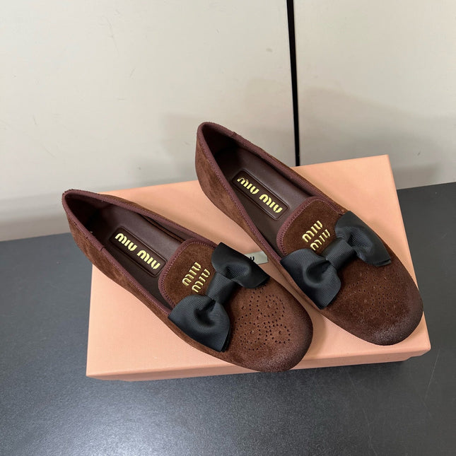 LOAFERS WITH BOW IN CHOCOLATE SUEDE