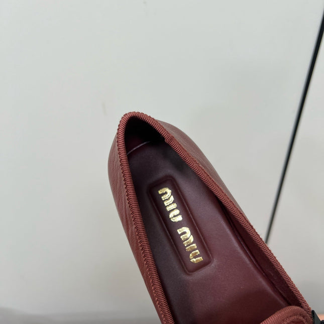 LOAFERS WITH BOW IN RED BROWN SHEEPSKIN
