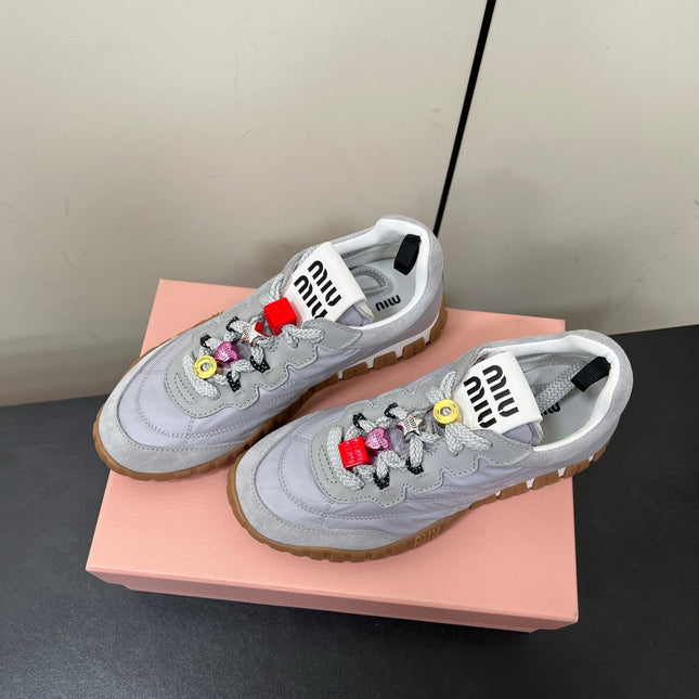 TYRE SNEAKERS IN GREY TECHNICAL FABRIC AND SUEDE WITH STICKER