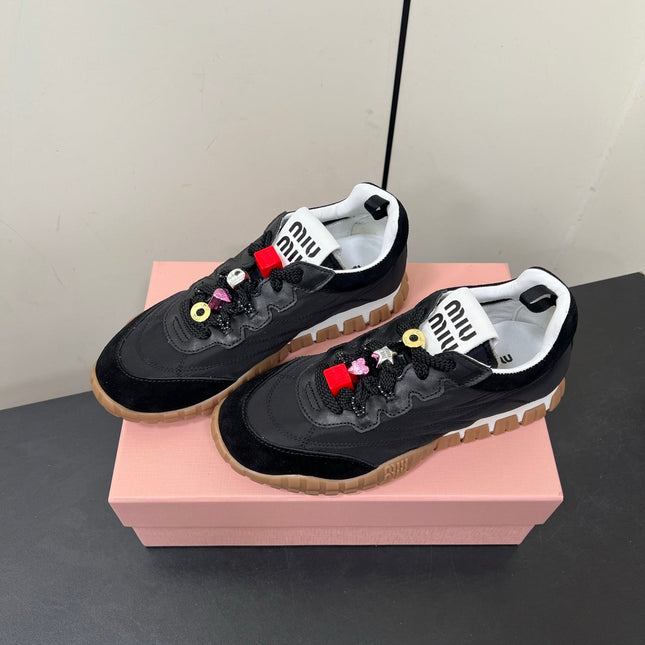 TYRE SNEAKERS IN BLACK TECHNICAL FABRIC AND SUEDE WITH STICKER