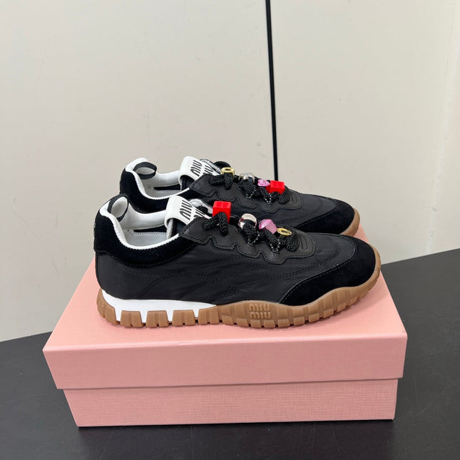 TYRE SNEAKERS IN BLACK TECHNICAL FABRIC AND SUEDE WITH STICKER