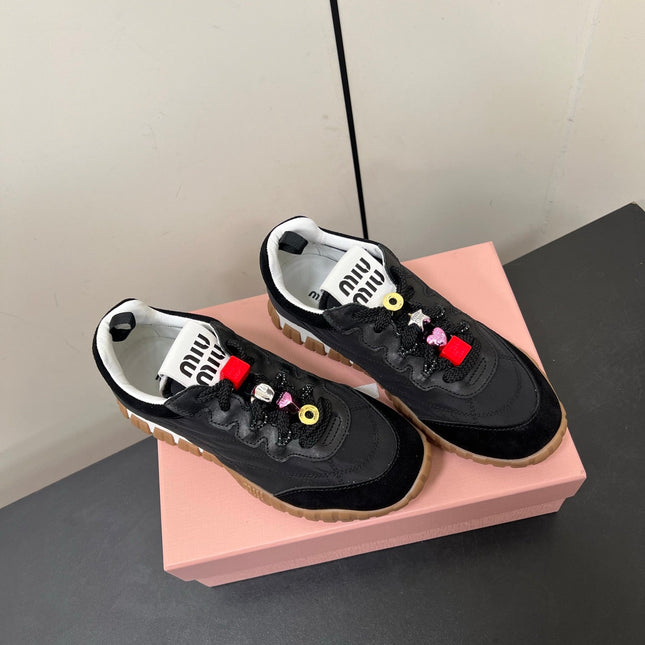 TYRE SNEAKERS IN BLACK TECHNICAL FABRIC AND SUEDE WITH STICKER
