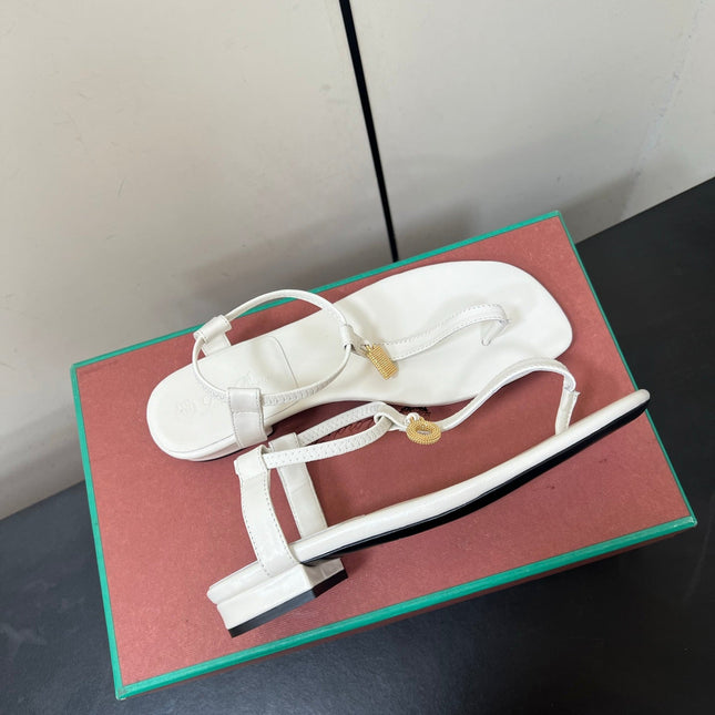 LP MINDIL SANDAL IN WHITE LAMBSKIN