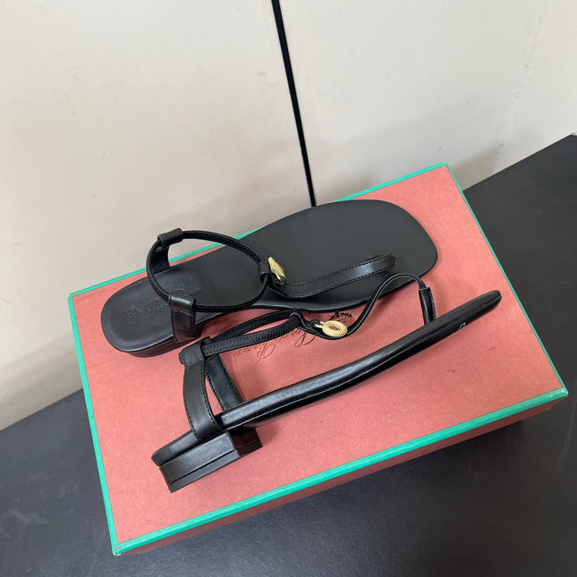 LP MINDIL SANDAL IN BLACK LAMBSKIN