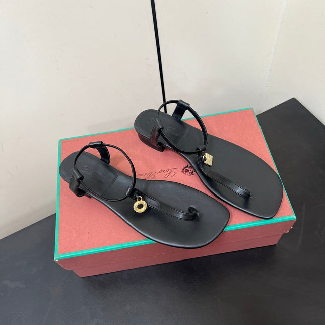 LP MINDIL SANDAL IN BLACK LAMBSKIN