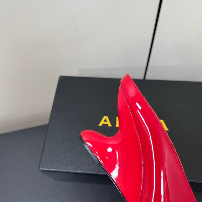 ALAIA WEDGE MULES 25S IN RED LAMBSKIN