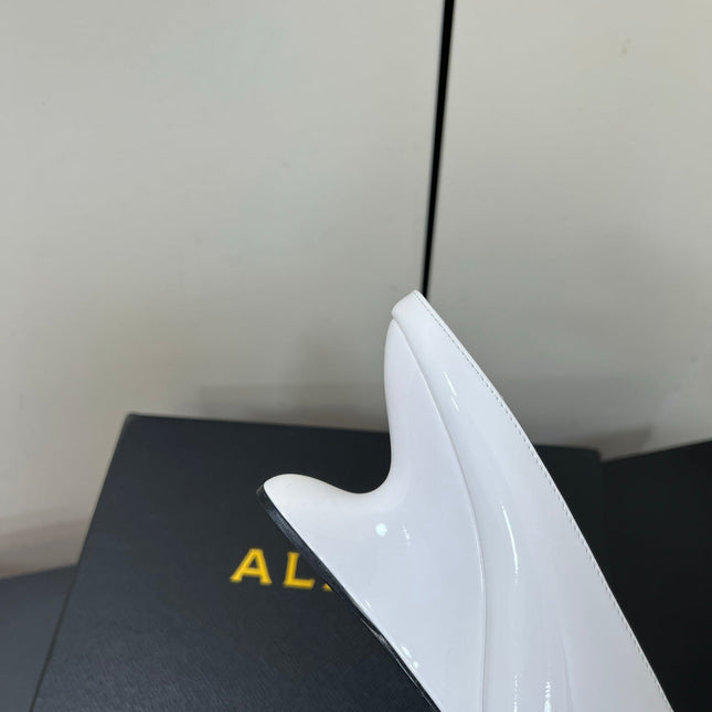 ALAIA WEDGE MULES 25S IN CREAM WHITE LAMBSKIN