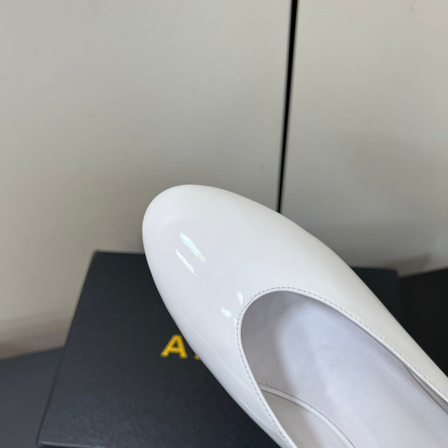 ALAIA WEDGE MULES 25S IN CREAM WHITE LAMBSKIN