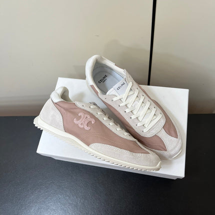 CELINE 25S RACER FORREST GUMP SNEAKERS IN PINK AND GRAY MERCERIZED CALFSKIN