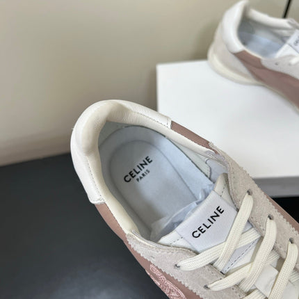 CELINE 25S RACER FORREST GUMP SNEAKERS IN PINK AND GRAY MERCERIZED CALFSKIN