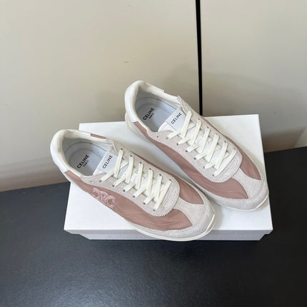 CELINE 25S RACER FORREST GUMP SNEAKERS IN PINK AND GRAY MERCERIZED CALFSKIN