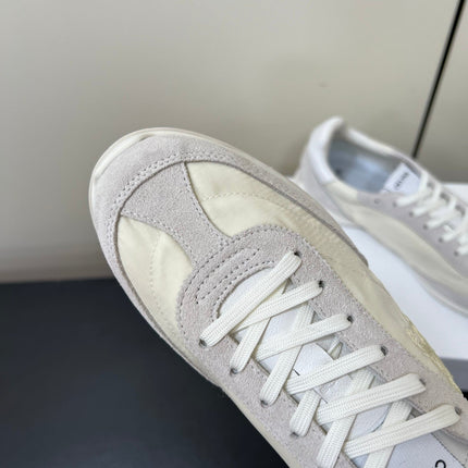 CELINE 25S RACER FORREST GUMP SNEAKERS IN IVORY AND GRAY MERCERIZED CALFSKIN