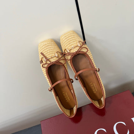 GG MARY JANE 25S IN NATURAL STRAW WITH GOLD HARDWARE