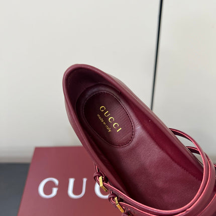 GG MARY JANE 25S IN RED LAMBSKIN WITH GOLD HARDWARE