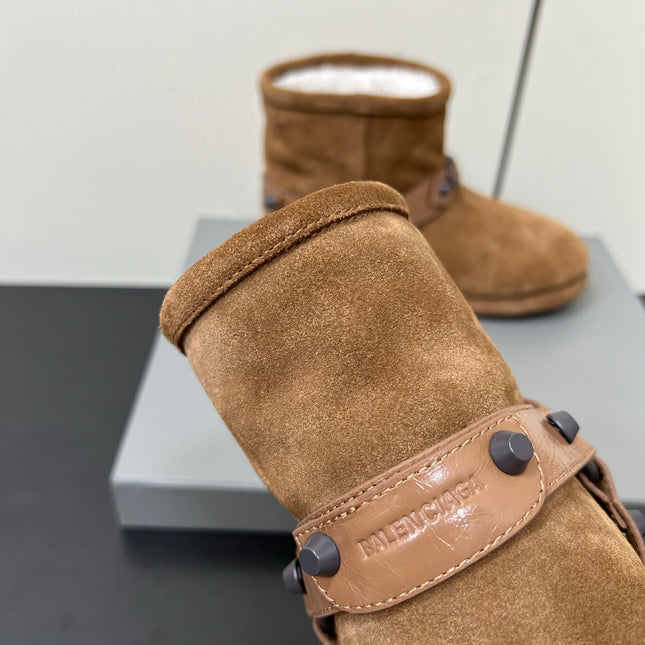 BALENCIAGA 25S ALASKA ANKLE BOOTS IN BROWN SUEDE AND LAMBSKIN