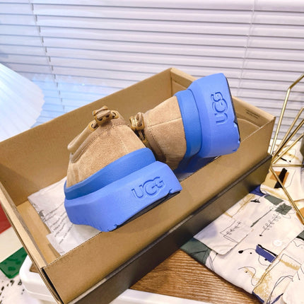 TASMAN WEATHER HYBRID IN PEANUT BROWN SUEDE AND COBALT BLUE CALFSKIN
