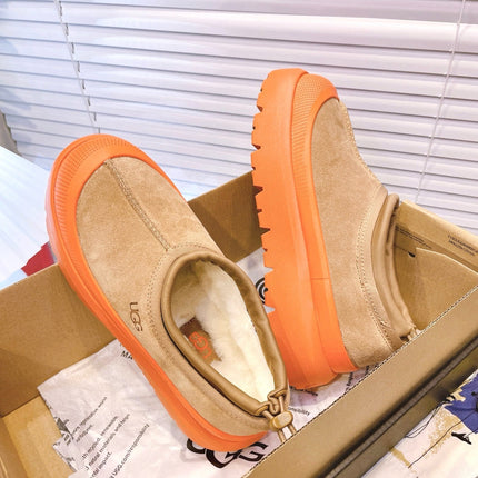 TASMAN WEATHER HYBRID IN PEANUT BROWN SUEDE AND FIRE ORANGE CALFSKIN