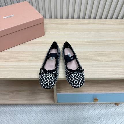 RHINESTONES MARY JANE FLATS IN BLACK SUEDE