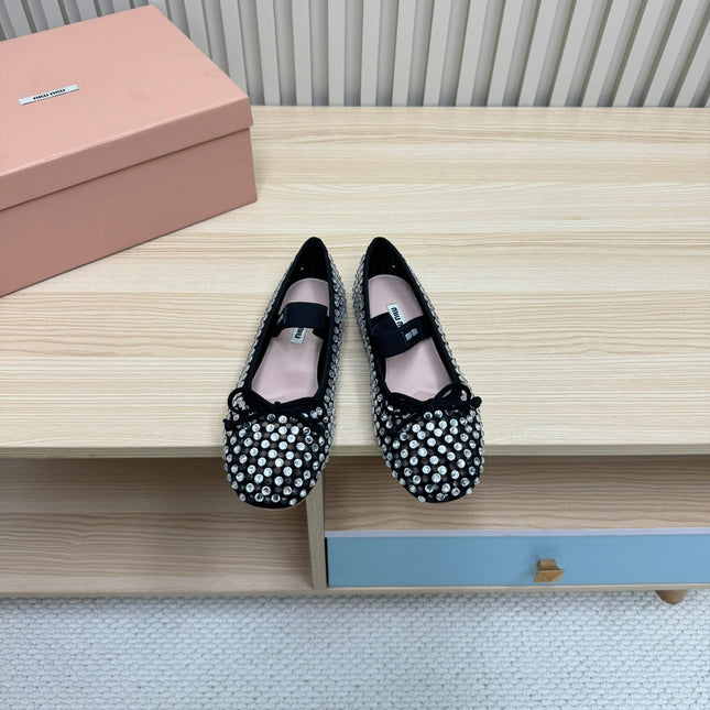 RHINESTONES MARY JANE FLATS IN BLACK SUEDE