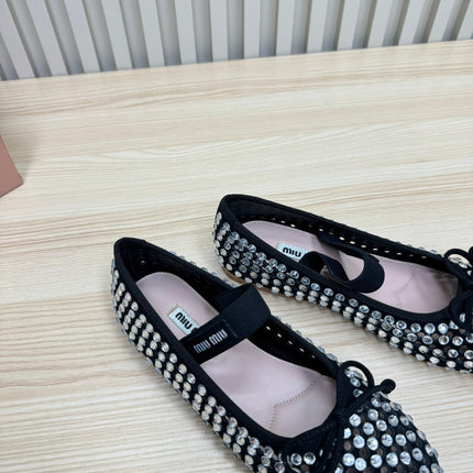 RHINESTONES MARY JANE FLATS IN BLACK SUEDE