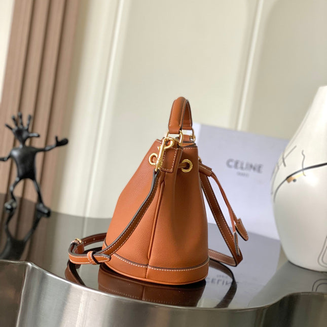 CELINE 25S CLARA BAG 19 IN BURNT ORANGE CALFSKIN GOLD HARDWARE