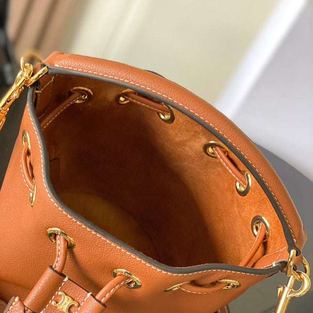 CELINE 25S CLARA BAG 19 IN BURNT ORANGE CALFSKIN GOLD HARDWARE