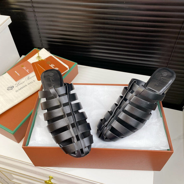 LP KAEDE SANDALS BLACK CALFSKIN