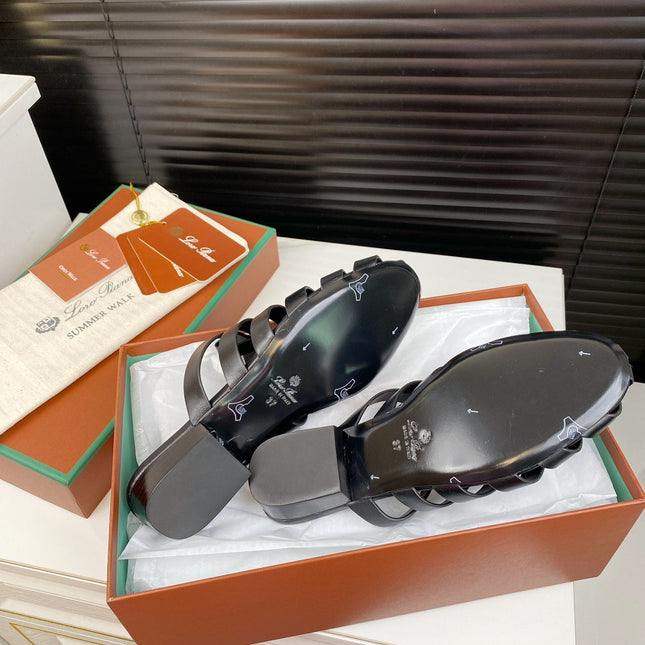 LP KAEDE SANDALS BLACK CALFSKIN