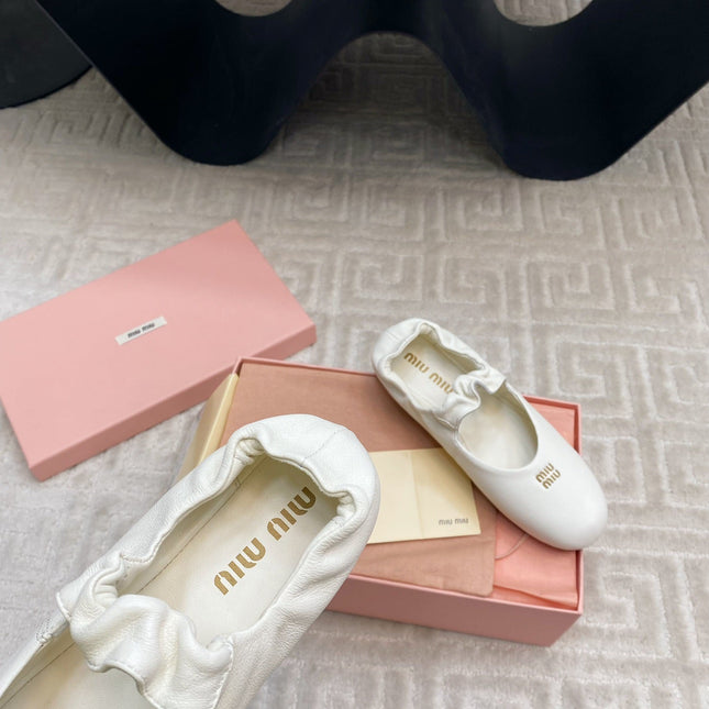 MARY JANE FLATS IN WHITE SMOOTH LAMBSKIN