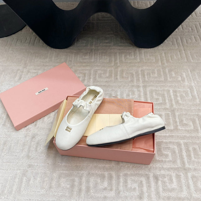 MARY JANE FLATS IN WHITE SMOOTH LAMBSKIN