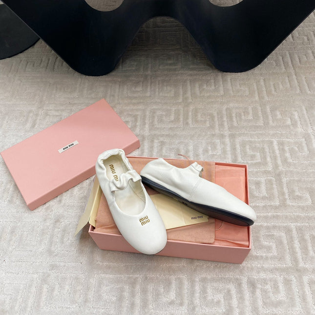 MARY JANE FLATS IN WHITE SMOOTH LAMBSKIN