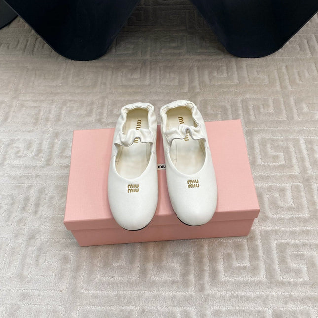 MARY JANE FLATS IN WHITE SMOOTH LAMBSKIN