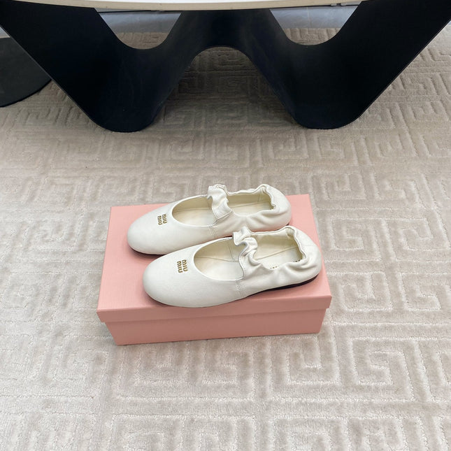 MARY JANE FLATS IN WHITE SMOOTH LAMBSKIN