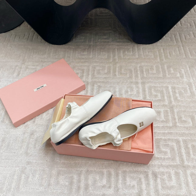 MARY JANE FLATS IN WHITE SMOOTH LAMBSKIN