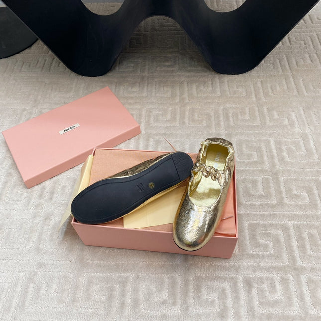 MARY JANE FLATS IN GOLD METALLIC SMOOTH LAMBSKIN