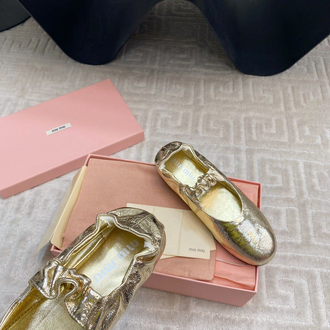 MARY JANE FLATS IN GOLD METALLIC SMOOTH LAMBSKIN