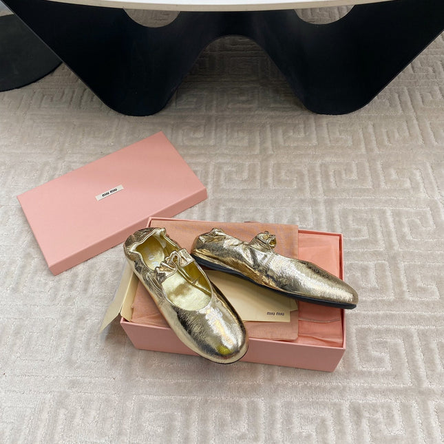 MARY JANE FLATS IN GOLD METALLIC SMOOTH LAMBSKIN