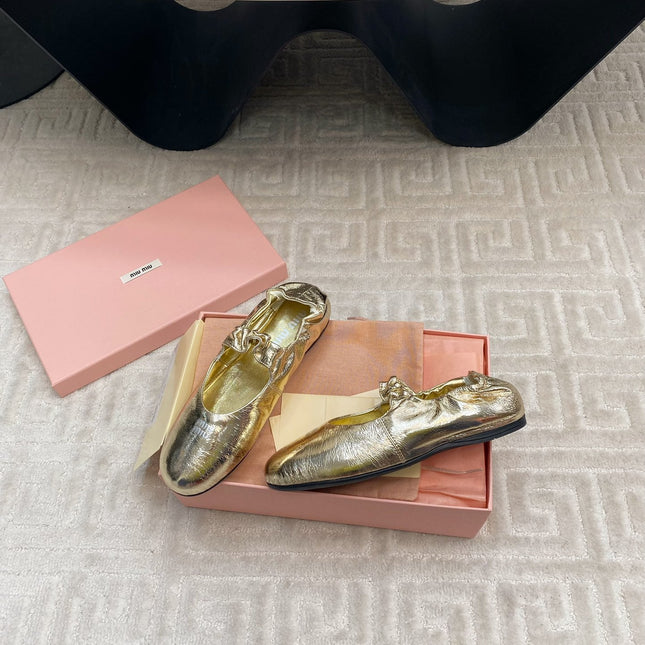 MARY JANE FLATS IN GOLD METALLIC SMOOTH LAMBSKIN